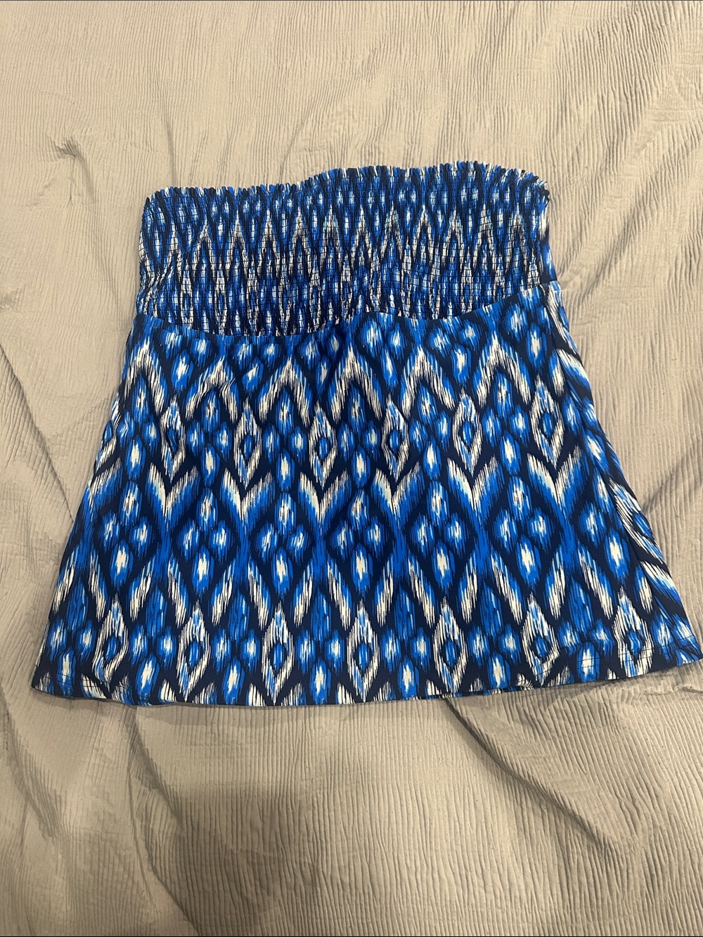 Mossimo Supply Co. Blue and White Smocked A-Line Swim Top